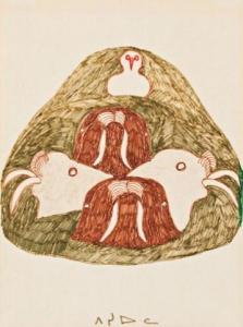 ASHOONA Pitseolak 1904-1983,Untitled (Walruses and Bird),Walker's CA 2013-05-22
