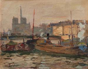 ASHTON Will 1881-1963,Barges on the River,Leonard Joel AU 2023-09-19