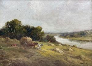 ASHTON William,Haymaking with Shire Horses by the River,Duggleby Stephenson (of York) 2024-04-12