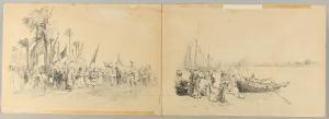 ASHTON William 1853-1927,waterside scene and a procession,1913,John Nicholson GB 2023-09-12