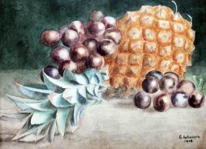ASHWORTH BRADFORD George 1892,Still life with Pineapples and Grap,1908,Raffan Kelaher & Thomas 2018-09-11