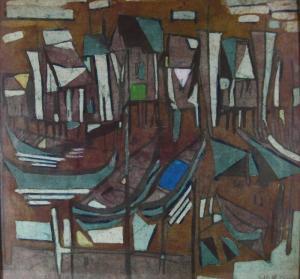 ASIAN SCHOOL,Abstracted View ofTown and Boats at Harbor,Litchfield US 2011-05-04