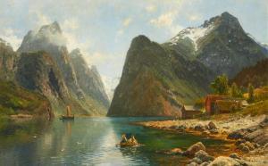 ASKEVOLD Anders Monsen 1834-1900,Fjord in Norway,1890,Van Ham DE 2023-05-15