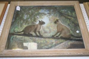 ASKWITH P,Two Siamese Cats on a Fence,Tooveys Auction GB 2012-04-16