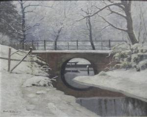 ASMUSSEN Anton 1857-1904,verschneite Parklandschaft mit kleiner Brücke,Georg Rehm DE 2020-12-04