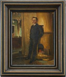 ASPELIN Karl 1857-1922,Man vid kakelugn,Uppsala Auction SE 2022-01-18