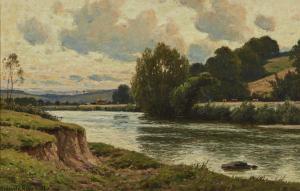 ASPINWALL Reginald 1858-1921,River landscape at sunset,Rosebery's GB 2023-07-19