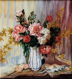Asquith Alys 1900-1900,Roses and Forsythia,1934,Bonhams GB 2005-11-21