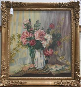 Asquith Alys 1900-1900,Still Life Study of Roses in a Vase,1934,Tooveys Auction GB 2009-06-16
