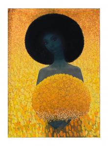 ASSEFA Getahun 1967,Girl in yellow flowers,2020,Cornette de Saint Cyr FR 2023-12-04