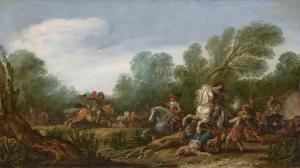 ASSELIJN Jan 1610-1652,A military skirmish in a wooded landscape,Christie's GB 2023-07-07