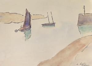 ASSELIN Maurice 1882-1947,estuary landscape with sailing boats,Gorringes GB 2024-01-08