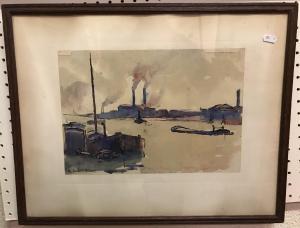 ASSELIN Maurice 1882-1947,Thames Wharfs,1911,Moore Allen & Innocent GB 2024-01-24