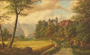 ASSMANN J 1893,Blick auf eine Schloßanlage an einem Gebirgssee,1893,Reiner Dannenberg DE 2007-12-07