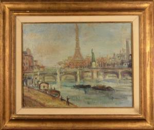 ASTARDJIAN Hilda Amakit,Vue de Paris, la tour Eiffel , la statue de la,Etienne de Baecque 2014-02-05