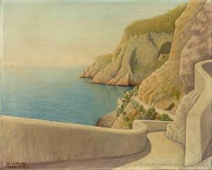 ASTARITA Ugo 1904-1964,Blick von der Straße auf Felsküste und das ruhige Meer,Zeller DE 2017-04-20