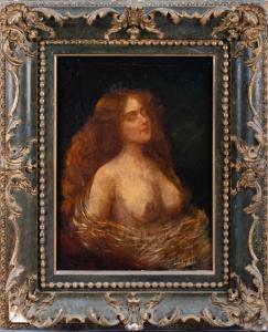 ASTI Angelo 1847-1903,HALF LENGTH PORTRAIT OF NUDE WITH RED HAIR,Potomack US 2022-01-27