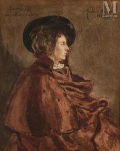 ASTRUC Zacharie,Portrait de sa femme Ida en costume castillan,1867,Millon & Associés 2023-11-23