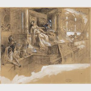 ATAMIAN Charles Garabed 1872-1947,EMPEROR AND EMPRESS WATCHING THE GAMES,Waddington's CA 2014-10-13