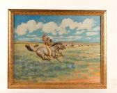 ATCHISON Joseph Anthony 1895-1967,Indians on Horseback Hunting Buffalo,Harlowe-Powell US 2009-09-19