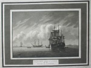 ATKINS Samuel 1787-1808,A 74 GUN SHIP IN A CALM OFF THE ROCK OF LISBON,1801,Lawrences GB 2012-04-20