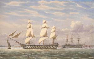 ATKINS William Edward,HMS Edgar sailing out of Portsmouth Harbour, April,Bonhams 2023-07-13