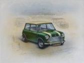 ATKINSON FRED M 1941-2014,Four illustrations of Minis 
 for their 50th anniv,David Lay GB 2012-04-12