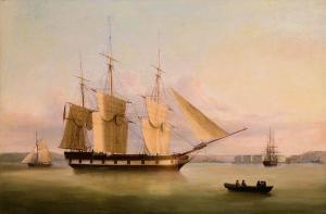 ATKINSON George Mounsey,Merchant Frigate Moored in Cork Harbour,c. 1845,Morgan O'Driscoll 2023-05-22