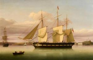 ATKINSON George Mounsey Wh. 1806-1884,Seascape, Large Frigate off Haulbowlin,1846,Morgan O'Driscoll 2022-11-01