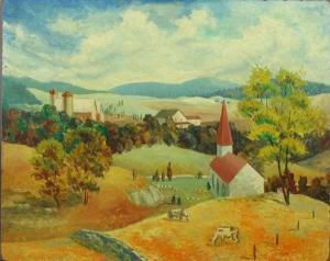 ATKYNS Lee 1913-1987,"Pennsylvania Landscape", oil on masonite, 24" x 3,Kaminski & Co. US 2007-10-20