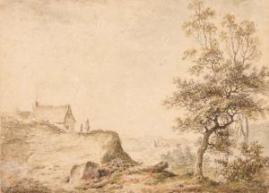 ATTIRET Jean Denis, Frère 1702-1768,Paysage animé avec une chaumière,Millon & Associés FR 2014-11-14