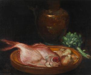 ATWOOD Clare,Still life with fish and onions on a dish, an arti,1913,Woolley & Wallis 2021-12-07