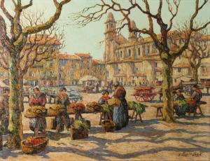 AUBERT Gaston 1900-1900,Market Scene in Provence,David Lay GB 2019-01-31