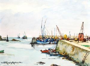 AUBERT Rene 1894-1977,Petit port en Bretagne,Osenat FR 2020-07-26