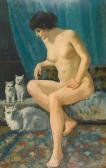 AUBERT WILLIAM VICTOR 1856-1942,Weiblicher Akt mit Katzen,Dobiaschofsky CH 2010-11-10