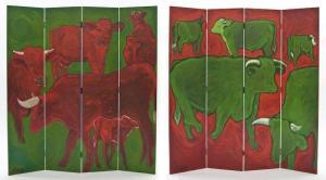 AUBERTY Melissa,screens depicting grazing cows with complimenting,Dallas Auction US 2009-10-14