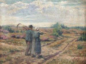 AUDENAERT Auguste 1872-1953,Zwei Bauern auf einem Feldweg,Von Zengen DE 2016-12-02