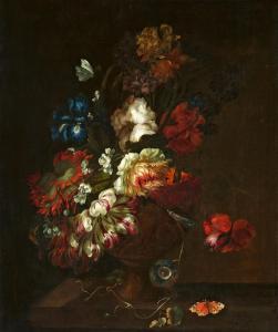 AUDRAN Claude III 1658-1734,Flower Still Life with Butterflies,1709,Lempertz DE 2021-11-20