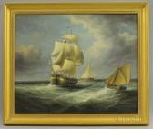 AUDRAN Claude III 1658-1734,Vessels in Approaching Storm,Skinner US 2017-11-17