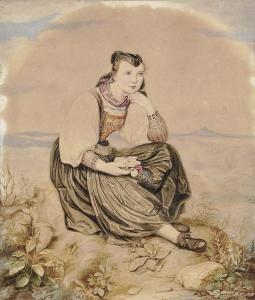 AUER Max Joseph 1795-1878,Girl in Traditional Hessian Costume,1868,Neumeister DE 2019-12-04