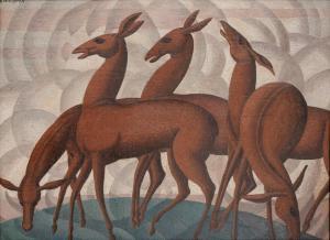 AUERBACH Arnold 1898-1978,Five deers,Nagel DE 2023-07-12