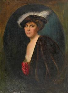 Auerbach M 1898-1979,Portret damy w kapeluszu,Rempex PL 2007-02-21