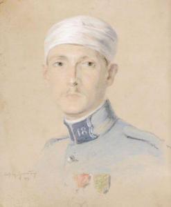 AUFRAY GENESTOUX Suzanne,Portrait d'officier blessé,1917,Aguttes FR 2011-05-21