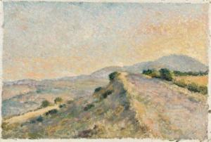 AUFRAY Georges 1864-1941,Paysage de colline et bord de mer,Aguttes FR 2010-05-20