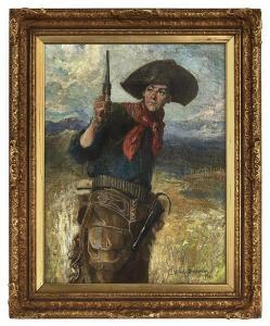 AUGUST SCHWABE HEINRICH SCHWABE 1843-1916,The Cowboy,1908,New Orleans Auction US 2018-04-21