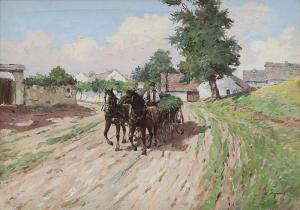 AUGUSTA Antonin 1891-1940,Carriage in the village,Vltav CZ 2023-12-14