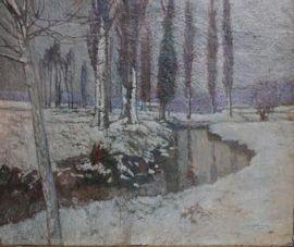 AUGUSTE RAFAEL FOUNTAINE 1900-1900,Ruisseau aux arbres sous la neige,1910,Osenat FR 2021-03-07