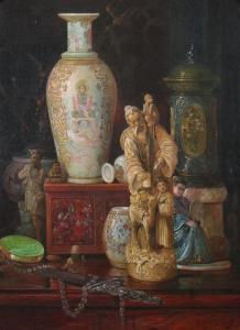 AUGUSTINE L 1800-1900,STILL LIFE WITH CHINOISERIE,1936,Sloans & Kenyon US 2011-02-11