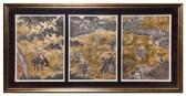 AUGUSTINE 1900-1900,Triptych: Japanese Figures in Village,Hindman US 2017-04-07