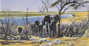 AUGUSTINUS Paul 1952,Elephants by a River,Strauss Co. ZA 2022-06-28